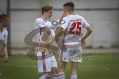 A-Junioren Bundesliga Süd/Südwest - Fußball - FC Ingolstadt 04 - FC Heidenheim - Tor durch Paul Polauke (#25 FCI 04 A-Junioren) - Jubel mit Maximilian Breuning (#18 FCI 04 A-Junioren)