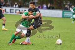 2023_10_21 - Kreisliga - Saison 2023/24 - FC Gerolfing - FC Fatih Ingolstadt - Anastasios Porfyriadis grün Gerolfing - Marko Miskovic schwarz Fatih - Foto: Meyer Jürgen