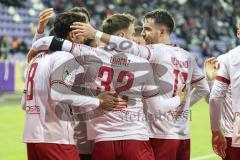 3. Liga; Erzgebirge Aue - FC Ingolstadt 04; Tor Jubel Treffer Fredrik Carlsen (8, FCI) Simon Lorenz (32, FCI) Max Besuschkow (17, FCI)