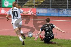 2. Fußball-Liga - Frauen - Saison 2022/2023 - FC Ingolstadt 04 - Eintracht Frankfurt II - Yvonne Dengscherz (Nr.23 - FCI Frauen) - Nachtigal Sophie weiss Frankfurt - Foto: Meyer Jürgen