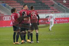 3. Liga - FC Ingolstadt 04 - Hallescher FC - Elfemter 1:0 Tor Jubel Stefan Kutschke (30, FCI) mit Filip Bilbija (35, FCI) Caniggia Ginola Elva (14, FCI)