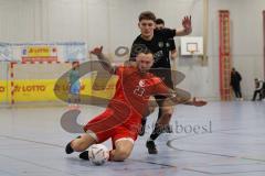 Lotto - Hallen - Bayerncup -  Saison 2022/2023 - FC Fatih Ingolstadt - SV Manching - Halbfinale -  Thomas Schreiner rot Fatih - Eins Kuqanaj Scherz Manching - Foto: Meyer Jürgen