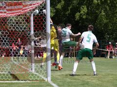 Testspiel - Saison 2026/27 - VFB Eichstätt - FC Ingolstadt 04 - Torwart Daniel Martin (Nr.1 - VFB Eichstätt) - Lars Lokotsch (Nr.13 - FCI) - Jens Schüler (Nr.38 - VFB Eichstätt) - Foto: Meyer Jürgen