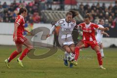 DFB -Pokal Frauen - Saison 2025/26 - FC Ingolstadt 04 Frauen - FC Bayern München - Stefanie Reischmann (Nr.24 - FC Ingolstadt Frauen I) - Caruso Arianna rot Bayern - Stanway Georgia links rot Bayern - Foto: Meyer Jürgen