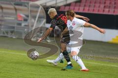 Bayernliga Süd - Saison 2021/2022 - FC Ingolstadt 04 II - SV Donaustauf - Riedl Fabio (#18 FCI) - Tobias Lotter weiss Donaustauf - Foto: Meyer Jürgen