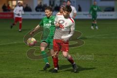 Landesliga - Saison 2024/25 - SV Manching - FC Gundelfingen - Johannes Dexl (Nr.13 - SV Manching) - Richard Gumpinger weiss Gundelfingen - Foto: Meyer Jürgen