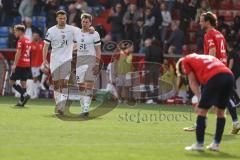 3. Liga; SpVgg Unterhaching - FC Ingolstadt 04; Sieg Jubel Freude Lukas Fröde (34, FCI) Simon Lorenz (32, FCI)