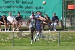 Kreisliga - Saison 2024/25- SV Menning - TSV Ober/Unterhaunstadt-  - Baran Cakir grau Ober/Haunstadt - Hermann Zagler blau Menning - Foto: Meyer Jürgen