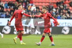 3. Liga; FC Ingolstadt 04 - TSG Hoffenheim II; bedanken such Jonas Scholz (15, FCI) Erlein Luca (24 TSG)