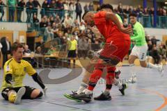 Lotto - Hallen - Bayerncup - Oberbayern -  Saison 2022/2023  - FC Fatih Ing - FC Penzberg - Finale - 1:0 - Deniz Sari rot Fatih - Martin Maier
 Torwart Penzberg - Foto: Meyer Jürgen