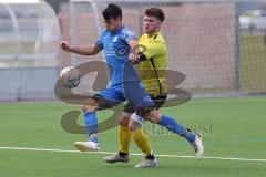 2024_2_17 - Saison 2023/24 - AUDI-Schanzer Amateur Cup - SV Hundszell - FC Hitzhofen/Oberzell  - Halbfinale 1 - Dominic Filser gelb Hitzhofen - Luca Kammerer
 blau Hundszell - Foto: Meyer Jürgen