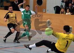 Fußball-Hallenmeisterschaft Kreis Donau/Isar in Manching - FC Gerolfing gegen FC Grün-Weiss Tor