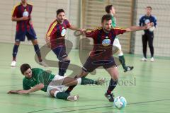 Fußball Hallenkreismeisterschaft 2013 in Geisenfeld - FC Geisenfeld - Türkisch SV Ingolstadt - Am Boden (FCG) Ali Erbas