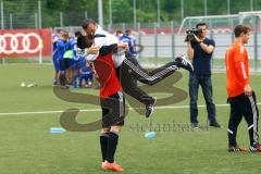 A-Junioren Bayernliga U19 - FC Ingolstadt 04 - FC Deisenhofen - Thorsten Nicklas jubelt mit Co-Trainer Alex Ziegler - Foto: Adalbert Michalik