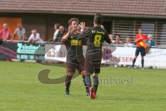 401 Kreisliga 1 - SV Kasing - DJK Ingolstadt - Fabian Reichenberger #8 Kasing trifft per Freistoss zum 1:1 Ausgleichstreffer - jubel -  Raphael Reichenberger #4 schwarz Kasing gratuliert - Foto: Jürgen Meyer