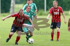 Kreisliga - TSV Baar Ebenhausen - FC Geisenfeld - Dominik Burghardt #2 rot Ebenhausen - #5 grün Geisenfeld - Foto: Jürgen Meyer