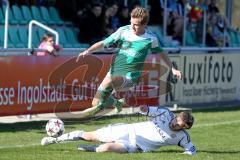 Landesliga Südost -FC Gerolfing - FC F. Markt Schwaben - Florian Ihring (#14 Gerolfing) - Putzke Dominik (#15 Markt Schwaben) - Foto: Jürgen Meyer