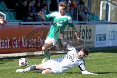 Landesliga Südost -FC Gerolfing - FC F. Markt Schwaben - Florian Ihring (#14 Gerolfing) - Putzke Dominik (#15 Markt Schwaben) - Foto: Jürgen Meyer