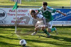 Landesliga Südost -FC Gerolfing - FC F. Markt Schwaben - Müller Felix (#5 Gerolfing) - Hoedl Benedikt (#11 weiß Markt Schwaben) - Foto: Jürgen Meyer