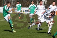 Landesliga Südost -FC Gerolfing - FC F. Markt Schwaben - Florian Ihring (#14 Gerolfing) - Merdzanic Dennis (#5 Markt Schwaben) duckt sich - Foto: Jürgen Meyer