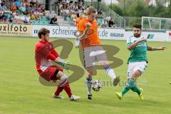 FC Gerolfing - SC Kirchheim - Di Terlizzi Gaetano (grün Gerolfing) - Schreiber Sebastian Torwart Kirchheim - Müller Sebastian (orange Kirchheim) - Foto: Jürgen Meyer