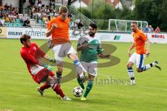 FC Gerolfing - SC Kirchheim - Di Terlizzi Gaetano (grün Gerolfing) - Schreiber Sebastian Torwart Kirchheim - Müller Sebastian (orange Kirchheim) - Foto: Jürgen Meyer