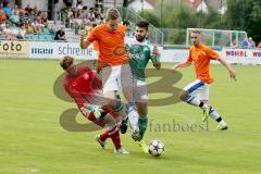 FC Gerolfing - SC Kirchheim - Di Terlizzi Gaetano (grün Gerolfing) - Schreiber Sebastian Torwart Kirchheim - Müller Sebastian (orange Kirchheim) - Foto: Jürgen Meyer