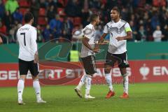 EM-Qualifikation - Fußball - Länderspiel - U21 - Deutschland - Norwegen - Spiel ist aus 2:1 Sieg für GER, Jubel Gratulation Levin Öztunali von Deutschland Benjamin Henrichs von Deutschland Jonathan Tah von Deutschland