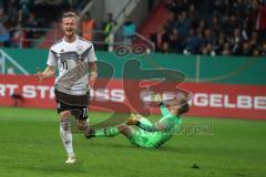 EM-Qualifikation - Fußball - Länderspiel - U21 - Deutschland - Norwegen - Tor Jubel 1:0 durch Cedric Teuchert von Deutschland, Torwart Sondre Rossbach von Norwegen am Boden chancenlos