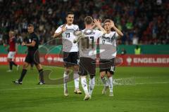 EM-Qualifikation - Fußball - Länderspiel - U21 - Deutschland - Norwegen - Tor Jubel 1:0 durch Cedric Teuchert von Deutschland mit Florian Neuhaus von Deutschland Luca Waldschmidt von Deutschland