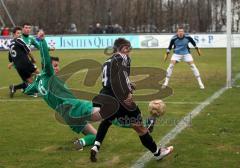 Landesliga - FC Gerolfing - SG DJK Rosenheim - rechts Bernd Geiss kann den Ball nicht mehr retten