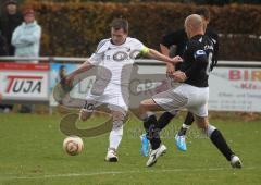 VfB Friedrichshofen - ST Kraiberg - Schuß aufs Tor links Waldemar Stengler und rechts Claudiu Poplacean geht dazwischen