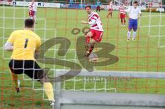 TSV Kösching gegen FC Sportfreunde Eitting Baumgärtner Roland beim Strafstoß Foto: Jürgen Meyer