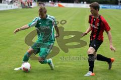 FC Gerolfing gegen SV Raisting Landesliga Süd-West Redl Norbert lässt seinen Gegenspieler aussteigen - Foto: Jürgen Meyer