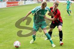 FC Gerolfing gegen SV Raisting Landesliga Süd-West Redl Norbert lässt seinen Gegenspieler aussteigen - Foto: Jürgen Meyer