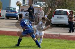 Kreisliga 1 TSV Ober/Unterhaunstadt - DJK Ingolstadt - Auernhammer Max (blau DJK Ingolstadt) kann die Flanke nicht verhindern -  Foto: Jürgen Meyer