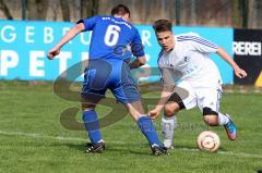 Kreisliga 1 TSV Ober/Unterhaunstadt - DJK Ingolstadt - Huber Stefan (blau DJK Ingolstadt) wird durch Jehn Benedikt (weiß Oberhaunstadt) verladen - Foto: Jürgen Meyer