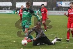 Landesliga Südwest - FC Gerolfing - TSG Thannhausen - Florian Pilat mit Torwart Christian Frey kommt nicht zum Ball