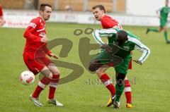 Landesliga SV Manching - TSG Thannhausen  - Hogmeni Wohayo (grün Manching) wird gefoult - Foto: Jürgen Meyer