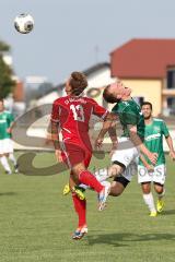 Bezirksliga - SV Karlshuld - TSV Jetzendorf - Foul in der Luft, links 13 (SV) Nicolas Ledl und rechts schreiend Alexander Sulzberger (TSV)