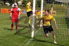 Kreisklasse - TSV Lichtenau - TV Münchsmünster - Graswald Manuell (gelb Lichtenau) beim Treffer zum 1:0 - Schemmel Markus (Torwart Münchsmünster) - Foto: Jürgen Meyer