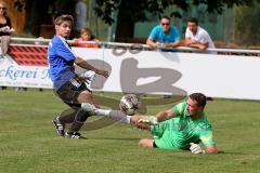 Kreisklasse - VFB Friedrichshofen - TSV Großmehring - Sonnet Dominik (blau Großmehring) - Pfliegl Fabian (Torwart Friedrichshofen) - Foto: Jürgen Meyer