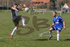 Kreisklasse 2 - SV Hundszell - FC Fatih Ingolstadt - Denis Dinulovic #15 schwarz Fatih Ingolstadt trifft zum 0:1 Führungstreffer - jubel - Daniel Rosner #5 blau Hundszell - Foto: Jürgen Meyer