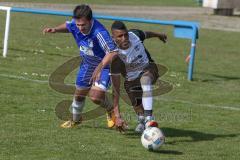 Kreisklasse 2 - SV Hundszell - FC Fatih Ingolstadt - Maximilian Reichler #3 blau Hundszell - Mamadou Diallo #8 schwarz Fatih Ingolstadt - Foto: Jürgen Meyer