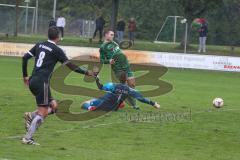 BZL Oberbayern Nord - SV Manching - SV Sulzemoos - Vollnhals, Benedikt  grün Manching trifft zum 3:1 Führungstreffer - Kronschnabl, Maximilian Torwart Sulzemoos - Foto: Jürgen Meyer