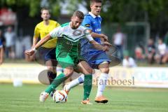 Landesliga 2015/16 - SV Manching - ASV Dachau - Claudio Maritato #4 grün Manching schiesst den 1:1 Ausgleichstreffer - Foto: Jürgen Meyer