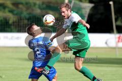 Landesliga 2015/16 - SV Manching - ASV Dachau - Ferdinand Heissler #11 grün Manching - Christian Roth #2 blau Dachau - Foto: Jürgen Meyer