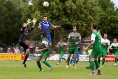 Landesliga 2015/16 - SV Manching - FC Ismaning - Thomas Geisler Torwart Manching - Azad El-Mahmod grün Manching - Foto: Jürgen Meyer