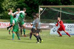 Landesliga 2015/16 - SV Manching - TSV Velden - Aleksandar Dmitrovic grün Manching beim Kopfball - Foto: Jürgen Meyer