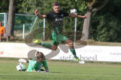 Landesliga Südost - SV Manching - VFB Hallbergmoos -  Witek Jan schwarz Manching - Kozel Ferdinand Torwart Hallbergmoos - Foto: Jürgen Meyer